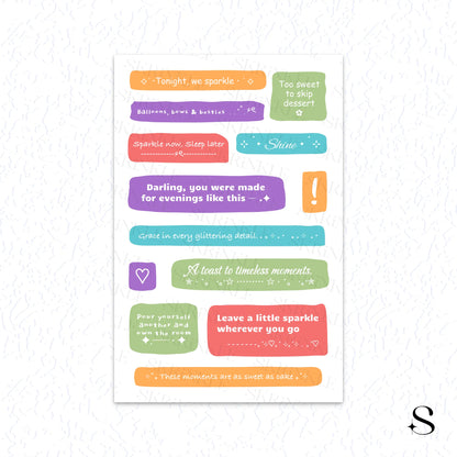 Celebration phrases cute journal stickers