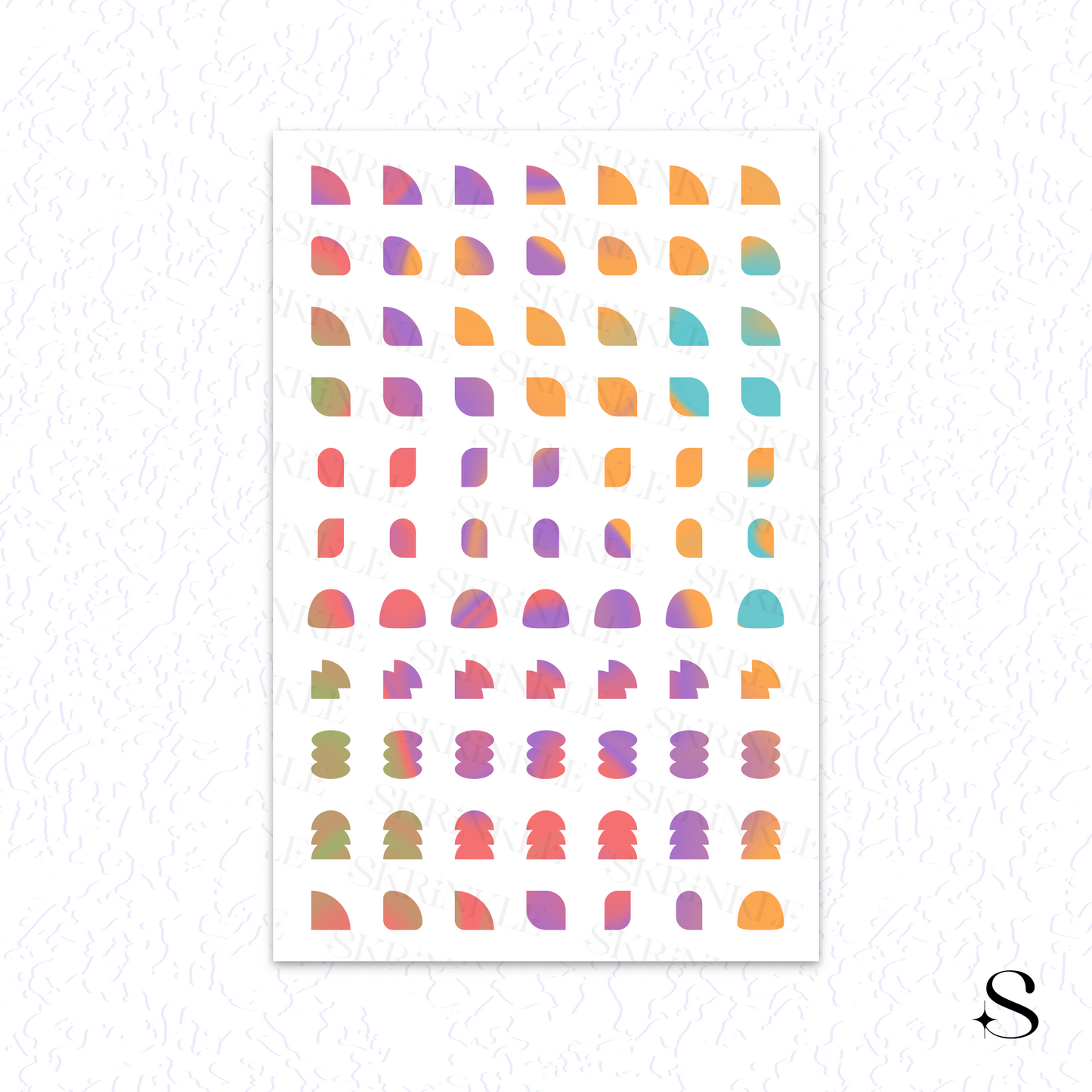Colorful geometric cute journal stickers on a white background